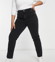 Черные выбеленные джинсы зауженного кроя в винтажном стиле с классической талией ASOS DESIGN Curve-Черный цвет