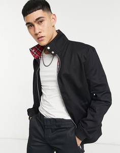 Черная куртка Харрингтон с контрастной подкладкой в клетку ASOS DESIGN-Черный цвет