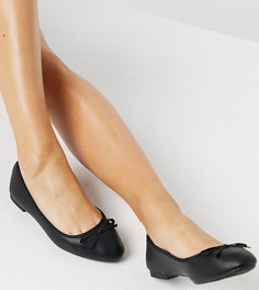 Черные балетки на плоской подошве для широкой стопы New Look-Черный цвет