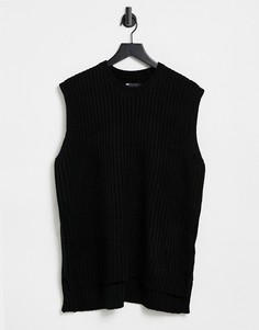 Черный вязаный oversized-жилет ASOS DESIGN-Черный цвет