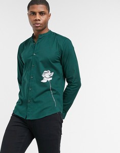 Рубашка в винтажном стиле с длинными рукавами и принтом розы Bolongaro Trevor-Зеленый цвет