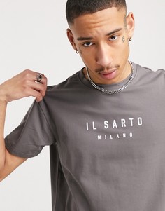 Серая футболка с логотипом Il Sarto-Серый