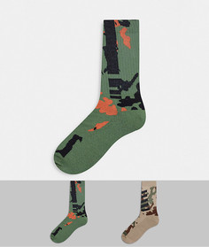 Набор из 2 пар спортивных носков с камуфляжным принтом ASOS DESIG-Многоцветный