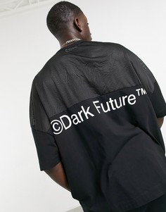 Черная сетчатая футболка в стиле extreme oversized с логотипом ASOS Dark Future-Черный цвет