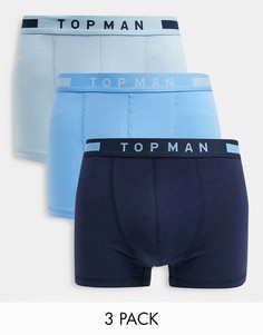 Набор из 3 синих боксеров-брифов Topman-Многоцветный