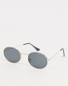 Круглые солнцезащитные очки с черными стеклами SVNX-Золотистый