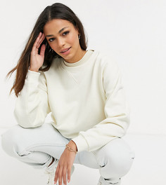 Свитшот из органического хлопка цвета экрю с круглым вырезом Stradivarius-Белый