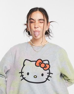 Разноцветный свитшот в стиле oversized от комплекта New Girl Order x Hello Kitty-Серый