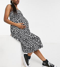 Разноцветное присборенное платье миди Topshop Maternity-Многоцветный