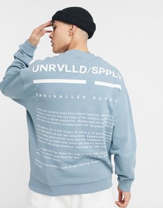 Шалфейно-зеленый oversized-свитшот с логотипом на груди ASOS Unrvlld Supply-Зеленый цвет