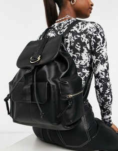 Черный рюкзак из искусственной кожи в утилитарном стиле Topshop-Черный цвет