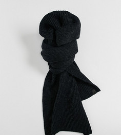 Черный меланжевый шарф из мериносовой шерсти в рубчик AllSaints-Черный цвет