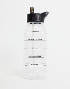 Бутылка для воды емкостью 1 л с отметками уровня Typo-Прозрачный