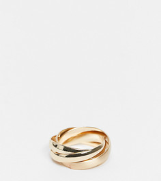 Золотистое кольцо в виде сплетенных между собой колец ASOS DESIGN Curve-Золотистый