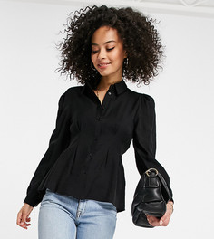 Черная шелковая блузка с поясом на резинке Vero Moda Tall-Черный цвет