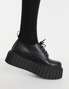 Черные ботинки на массивной платформе и шнуровке Lamoda-Черный цвет