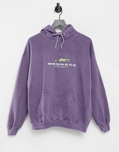 Oversized-худи фиолетового цвета с принтом "Motorcross" Mennace-Фиолетовый цвет