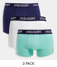 Набор из 3 боксеров-брифов белого, зеленого и темно-синего цвета Lyle & Scott Bodywear-Многоцветный