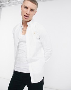 Белая приталенная оксфордская рубашка из органического хлопка Farah Brewer-Белый