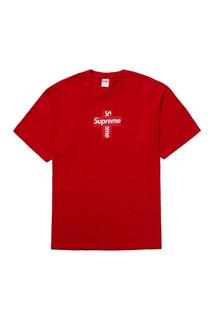 Красная футболка Supreme Cross Box Logo T-Shirt Red