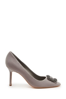 Серые бархатные туфли-лодочки Hangisi 90 Manolo Blahnik