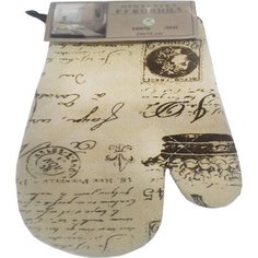 Прихватка-рукавица Linen Париж бежевая льняная 21х21х0,5 см Без бренда