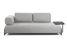 Трехместный диван с большим подносом compo (la forma) серый 252x82x98 см.