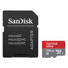 Карта памяти microSDXC UHS-I U1 Sandisk Ultra 256 ГБ, 100 МБ/с, Class 10, SDSQUA4-256G-GN6MA, 1 шт., переходник SD
