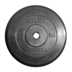 Диски для штанги и гантелей Диск Mb Barbell MB Atlet B31-15 для штанги обрезин. 15кг черный/черный (28266398)