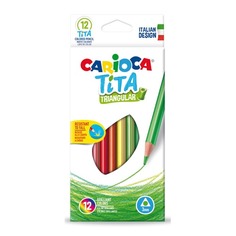 Карандаши Carioca TITA 42786, трехгранный, пластик, 12 цв., коробка европодвес 12 шт./кор.