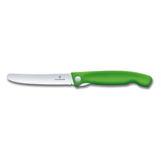 Нож кухонный Victorinox Swiss Classic, для овощей, 110мм, заточка серрейтор, стальной, зеленый [6.7836.f4b]