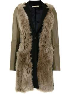 Balenciaga Pre-Owned пальто на пуговицах с меховой вставкой