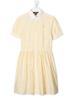 Ralph Lauren Kids расклешенное платье-рубашка в полоску