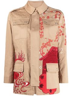 RED Valentino куртка-рубашка с цветочной вышивкой