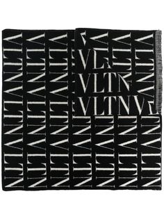 Valentino шарф с бахромой и логотипом VLTN