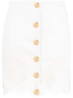 Elisabetta Franchi твидовая юбка с кружевным подолом