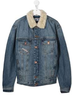 Diesel Kids джинсовая куртка с воротником из шерпы
