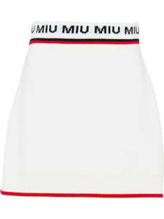 Miu Miu трикотажная юбка с жаккардовым логотипом