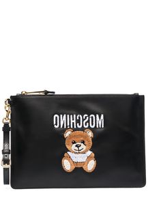 Moschino клатч с вышивкой Teddy Bear