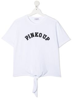 Pinko Kids футболка с логотипом и блестками