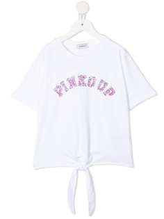 Pinko Kids футболка с логотипом и блестками