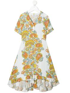 LANVIN Enfant платье макси с оборками и принтом