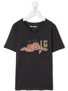 Zadig & Voltaire Kids футболка с логотипом и эффектом потертости