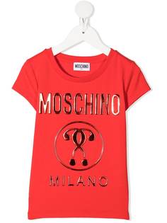 Moschino Kids футболка с логотипом металлик