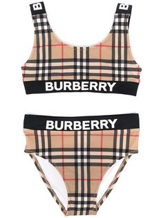 Burberry Kids бикини в клетку с логотипом