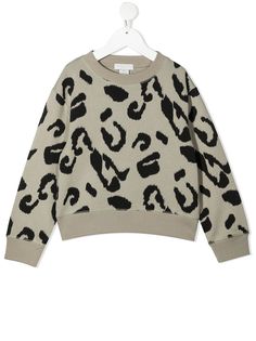 Stella McCartney Kids джемпер вязки интарсия с леопардовым узором