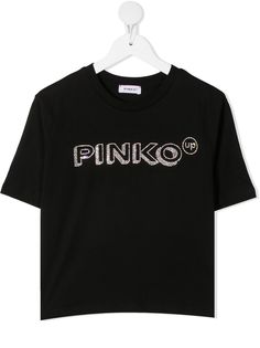 Pinko Kids футболка с логотипом из пайеток