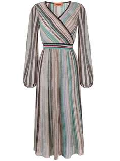 Missoni расклешенное платье в полоску с эффектом металлик