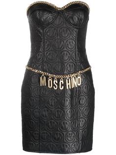 Moschino платье мини без бретелей из коллаборации со Smiley