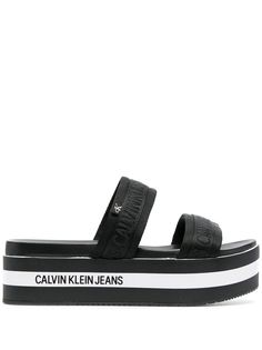 Calvin Klein шлепанцы на танкетке с логотипом